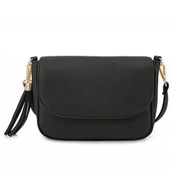 EVVE Bolsos cruzados para mujer - Estilo monedero con solapa, Riñonera, Negro