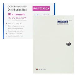 Alimentatore CCTV PNI STC30.2A in scatola di metallo 12V 30A 360W, 18 uscite