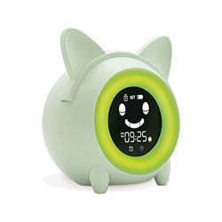 Metronic 477346 - Despertador Digital Reloj Despertador Digital Pequeño con Luz quitamiedos, Despertador didáctico Infantil con 3 melodías, Fecha, función Snooze, Siesta, Verde Pastel