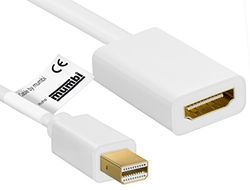 Mumbi 22410 Mini DisplayPort HDMI-adapterkabel - mini DisplayPort stekker naar HDMI -A bus - vergulde contacten - adapterkabel 10cm wit