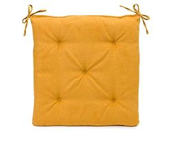 Gözze - Cuscino con Nastrini per il Fissaggio alla Sedia, Cuscino per Sedia, Trapuntato, Darco, 100% Poliestere, 40 x 40 x 4 cm - Senape