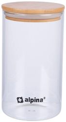 alpina Barattolo in vetro borosilicatobambù, 900 ml, Contenitore Ermetico Barattoli, adatto per caramelle, riso, spagetthi, cornflakes e molto altro ancora, lavabile in lavastoviglie