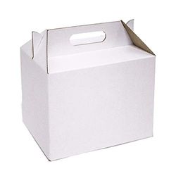 ONLY BOXES, Caja Picnic Maxi de Cartón Kraft Color Blanco, Caja para Fiestas - Comidas - Restaurantes, 24x16x18, 10 Unidades