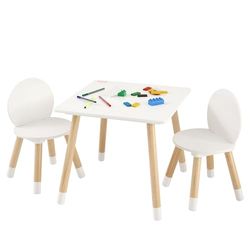 VEVOR 1 Table d’Enfant + 2 Chaises 500x500x437 mm et 282x282x480 mm Ensemble de Meuble d'Enfant Plateau Facile à Nettoyer pour Étudier Manger Jouer Lire Crèche Garderie Chambre d’Enfants de 2 à 8 Ans