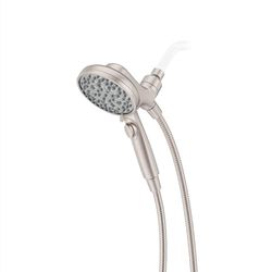 Pfister HydroFuse 016HFM01GS - Soffione doccia portatile, tubo incluso, aggancio magnetico, 6 funzioni, 2,5 GPM, finitura in nichel spazzolato Spot Defense