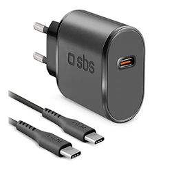 SBS Kit con Caricatore USB C da Parete e Cavo USB C da 1 Metro, Caricabatterie da Parete e Ciabatta Multripresa da 15W per Cellulari, Auricolari TWS, Smartwatch, Powerbank, Speaker, Kobo, Kindle
