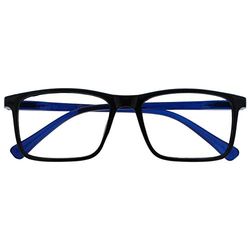 Opulize Ink Reading Glasses, Frontale Nero con Braccia Blu, 1,50 Diottrie Unisex