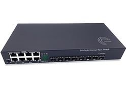 Elfcam® - Gigabit Ethernet Switch 8 x 1G SFP Portas, 8 x Portas Gigabit Ethernet 10/100/1000Mbps, Unmanaged Plug-and-Play ( 8 SFP Portas )