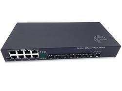 Elfcam® - Gigabit Ethernet Switch avec 8 SFP Ports et 8 Ports Ethernet 10/100/1000Mbps, Plug & Play Non Géré, Métal Robuste (8 Ports SFP)