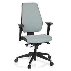 hjh OFFICE 608822 profesjonalne krzesło biurowe PRO-TEC 500 materiał, jasnoszare, ergonomiczne, oparcie i podłokietniki z regulacją wysokości