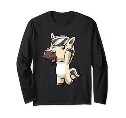 Norvegese Fjord Horse Emoticon Equestre Cavallo Amante Ragazze Maglia a Manica