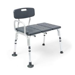 Medline Tub Transfer Bench, Shower Chair for Seniors is Adjustable, Gray