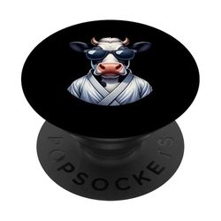 Vaca Karate con Estilo y Actitud Fresca PopSockets PopGrip Adhesivo