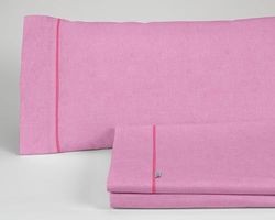 Juego de Sábanas Serie Alba Color Chicle. Cama de 150 (2 alm), 4 Stuk