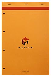 Calligraphe (gamme bureau Clairefontaine) 10774C - Un bloc master agrafé en-tête 80 feuilles perforées 4 trous 21x31,8cm 80g petits carreaux, couverture carte enduite, Orange