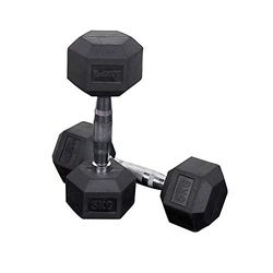 BOXPT Lot de 2 haltères hexagonales Noir 7 kg