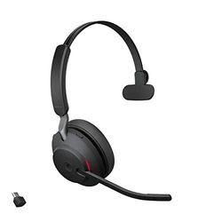 Jabra Evolve2 65 Wireless PC Headset – Noise Cancelling, Ottimizzato per Microsoft Teams, Dongle USB-C, Nero, Mono