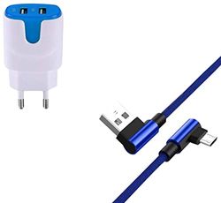 Paket för Gionee F9 Plus smartphone Micro USB (90 grader snabbladdningskabel + dubbla nätkontakt) (blå)
