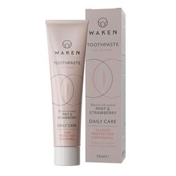 Waken, Strawberry Fluoride Toothpaste, Helps protect against cavities and reduce plaque, No Artificial Colours, Sustainable Packaging, Recycled Aluminium Tube, Vegan Toothpaste, 75ml