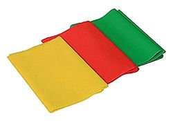 CanDo Trainingsband latexvrij/weerstandsband/gymnastiekband - 3-pack - geel/rood/groen (zeer licht/licht/medium) - elk 1,5 m lengte