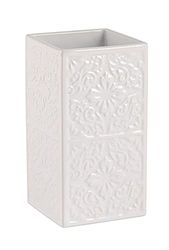 WENKO Gobelet Cordoba Blanc céramique - Porte-Brosse à Dents pour la Brosse à Dents et Le Dentifrice, Céramique, 6.5 x 12 x 6.5 cm, Blanc