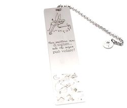 Segnalibro PAN isola che non c'è - Inciso in acciaio con frase - Idee regalo per amanti della lettura - Marcatore pagina