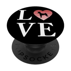 Perro Raza Basenji Palabra Amor Tipografía Retro PopSockets PopGrip Adhesivo