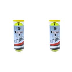 SPORTSIDE - Tube 3 Balles de Tennis Qualité A+ - Jeu de Raquette - Balle De Tennis - 040216 - Jaune - Feutre - 6,5 cm - Article de Sport (Lot de 2)