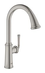 GROHE Gloucester 30422DC0 Keukenkraan (uittrekbare dubbele spoeldouche, zwenkbereik 360°, C-uitloop), supersteel, 30422DC0