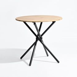39F FURNITURE DREAM Stół do jadalni nowoczesny design efekt drewna krzyż okrągłe nogi, ciemny dąb, 80 x 80 x 75 cm, MDF, 80x80x75cm