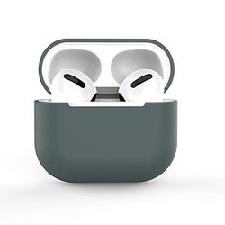 AirPods 3 fodral silikon skyddsfodral och hudfodral för AirPods 3 [synlig framsida] [trådlös laddning] kompatibel med AirPods 3 2021 (utan karbinhake, mörk nattgrön)