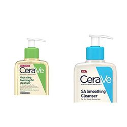 CeraVe Hydrating Foaming Oil Cleanser 236ml for Normal to Very Dry Skin with Squalane & SA Smoothing Face and Body Cleanser for Dry, Rough and Bumpy Skin 236ml with Salicylic Acid