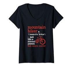 Donna Divertente Ciclismo MTB Downhill Bike Mountain Biker Definizione Maglietta con Collo a V