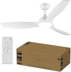 Philips Plafondventilator met vast blad, 3 bladen, groot (52") 28W LED-licht, DC-motor, 3 Kleurtemperaturen (3000K, 4300K, 6500K) met dimfunctie, inclusief afstandsbediening