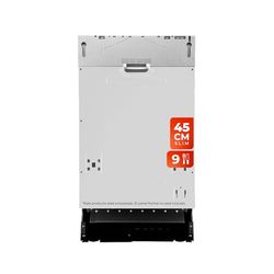 EVVO Lavavajillas Integrable Estrecho DI.2 Slim, Ancho 45 cm, Capacidad 9 cubiertos, Programa Rápido 30 Minutos, Bandeja superior Ajustable, Programa Media Carga, Marca española, Inicio Diferido