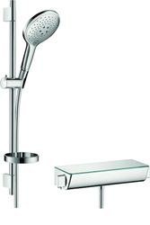 hansgrohe Raindance Select S Sistema doccia esterno 150 con termostatico Ecostat Select e asta doccia 65 cm, cromo, 27036000