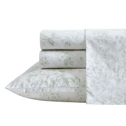 Laura Ashley – drottninglakan, bomull percale sängkläder, lätt och andningsbar heminredning (Toile Delight Green, Queen)