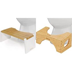 Squatty Potty Stockholm Pliante Bambou Toilettes Tabouret, 7-Pouce Pliable, Brun et Blanc & The Original Bambou Retourner Toilettes Tabouret, 7-Pouce & 9-Pouce Hauteur, Brun