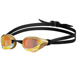 Arena Cobra Core Swim Goggles for Men and Women, Yellow Copper-Gold, Swipe Anit-Fog Mirror Lens (New)
