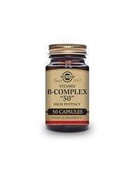 Solgar Vitamin B-Complex ''50'' Vegetable Capsules - Pack of 50 - High Potency Daily Capsule - Supports Mental Performance, Reduces Fatigue - For Busy and Active Lifestyles - With Thiamine, Riboflavin, Folic Acid - Vegan