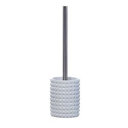 Axentia Toilet Brush Set in White with Stainless Steel Handle – Toilet Brush and Holder Polyresin Standing Toilet Brush Holder without Drilling – Toilet Brush and Holder