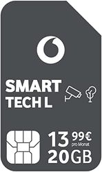 Vodafone Smart Tech L, 20 GB de Datos, para Dispositivos Inteligentes, cámaras de Seguridad LTE 4G/5G, Arlo Go, Reolink (no para Smartphones, tabletas, sin Llamadas de Voz) ABO 24 Meses de autonomía,