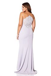 Addilyn Fishtail Maxi Dress with Lace Button Back Detail, Silver, EU 40