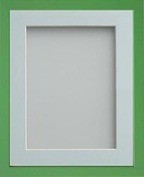 Frame Company Jellybean Range Green Wooden 7x5 inch Picture Photo Frame with Light Blue Mount for Image 6x4 inch * Choice of Colours & Sizes* Fitted with Perspex