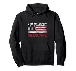 Ask Me About Medicare Assistenza Sanitaria Medicare Felpa con Cappuccio