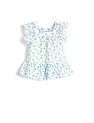 Koton Babygirl Floral Dress Cutwork Geborduurd Ruffle Back Cut Out Detail, Wit design (0d0), 3-4 Jaren