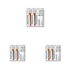 Philips R03L4F/10 LongLife Batteria, 1.5 V, 7.5Philips Batterie AAA - R03L4F - Confezione da 12 Batterie - Tecnologia al Cloruro di Zinco - Durata di Conservazione di 3 Anni
