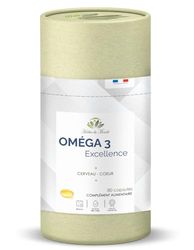 Herbes du Monde - Omega 3 Excellence : 80 Capsules d'Huile de Poisson - DHA/EPA, Absorption Optimale, Soutien Cardio, Cerveau, Vision, Anti-Inflammatoire, Source Durable, 100% Oméga - 1 boite