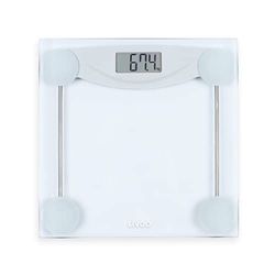 LIVOO DOM426W Electronic Bathroom Scales with Tempered Glass Tray and LCD Screen - Weighs up to 180 kg - Graduation to 100