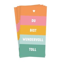 Graphic Workshop Handkerchiefs with Saying | Gift Idea | Pack of 10 | Du bist wundervoll toll
